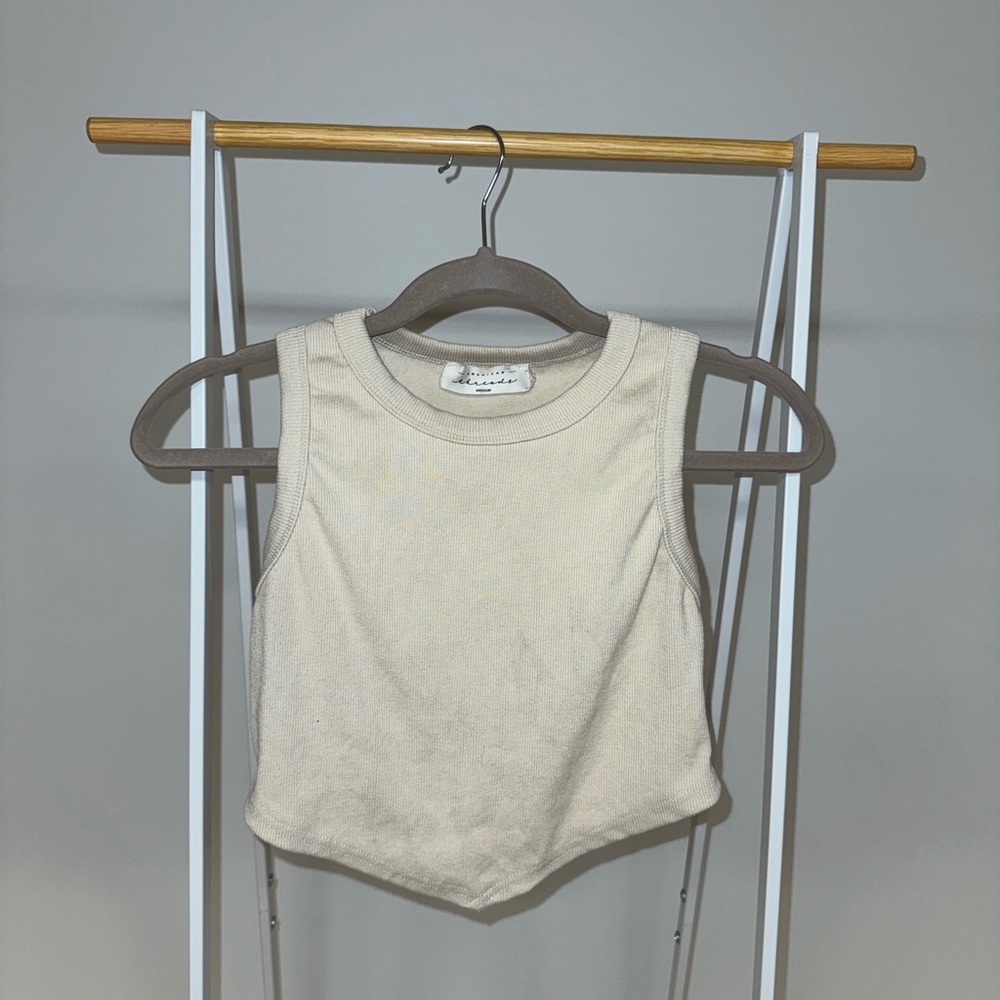 American Threads Cream Crop Top Classic Sleeveless Design